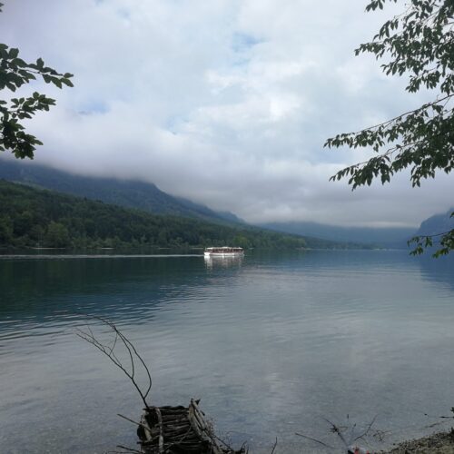 Lake Bohinj in fog