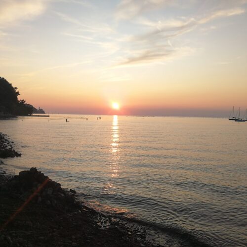 Slovenina coast, view on sea at Strunjan